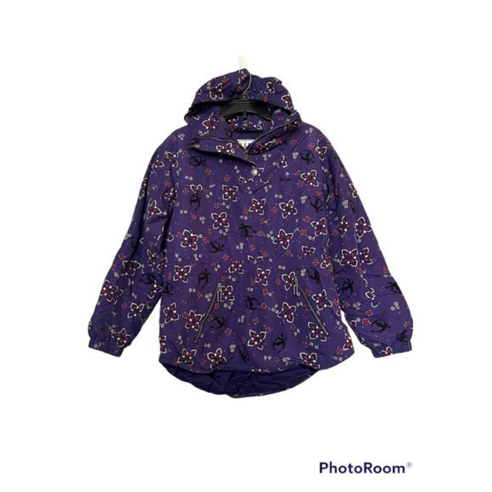 L.L. Bean Girl’s pullover ski jacket/parka purple print‎ size XL 18/20